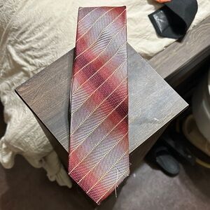 Elegant Red and Gray Striped Men's Tie